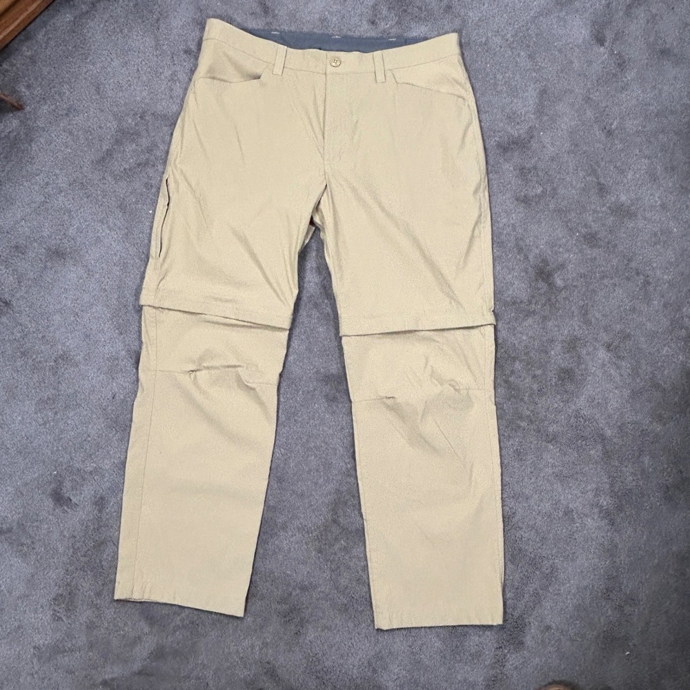 Eddie Bauer Convertible Tech Zip Off Pant Mens 36x29Tan Solid Hiking Outdoor